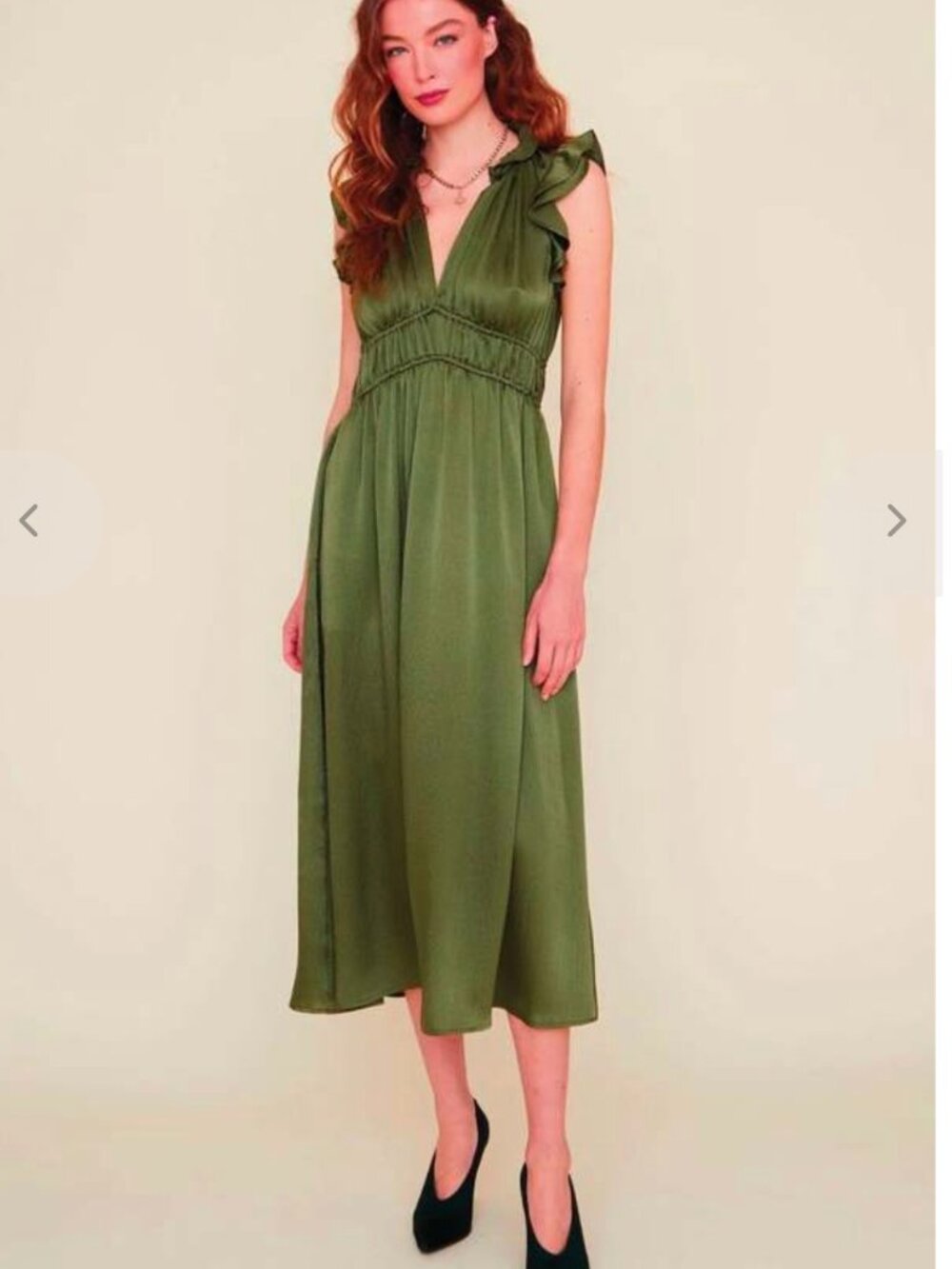 Xirena Posey Dress 100% Hammered Silk in Seprentine Green size L